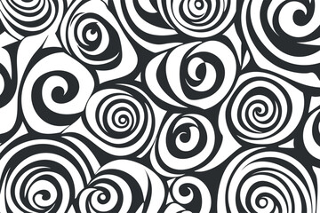 Abstract black and white swirl pattern for modern decorative backgrounds.