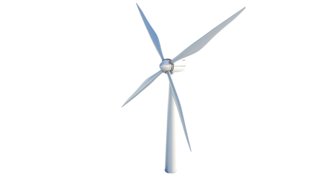 Modern wind turbine generating clean energy on transparent background