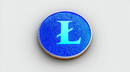 Glowing Round Symbol with Blue Texture and Sleek Design