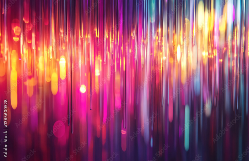 Poster abstract background with blurred vertical lines of vibrant colors and bokeh effect lights creating d