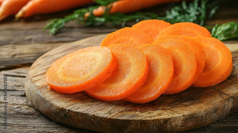 Poster Carrot slice ready to be added to a dish 