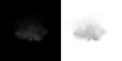 A digital image featuring a split composition of dark smoke on a black background and light smoke on a white background. The contrasting elements create a visually striking atmospheric effect.