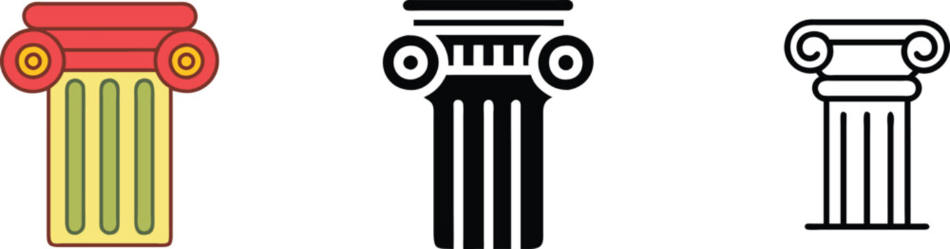 Classical Columns Three Styles, Design, Architecture, Icons, Illustration