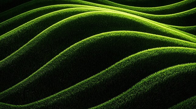 Perfectly manicured green grass lawn with rich textural patterns and soothing natural scenery