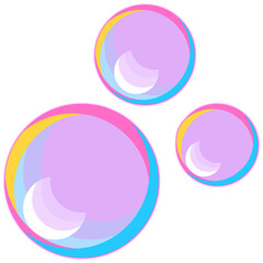 Obraz premium Colorful bubbles, light reflection, transparent background, PNG file for fun overlay