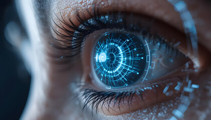 Artificial Intelligence Interface Reflected in Human Eye