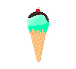Delicious Colorful Ice Cream Flat Illustration with Fun Shapes and Tasty Toppings for Café and Restaurant Graphics.