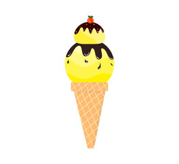 Delicious Colorful Ice Cream Flat Illustration with Fun Shapes and Tasty Toppings for Café and Restaurant Graphics.