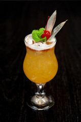 cocktail with ice and fruits