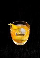 alcoholic drink on black background