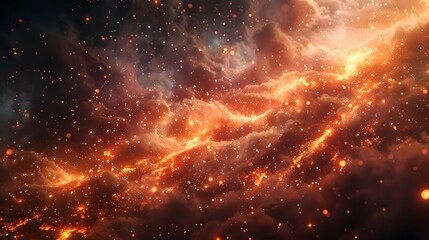 Obraz premium Glowing embers and scattered sparks flying, suspended in mid-air, high contrast, ultra-HD, no background.