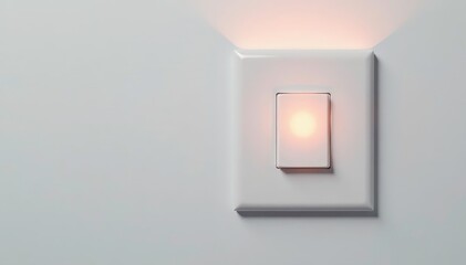 A light switch flipped to the 'on' position, isolated on white , one, simple, electricity