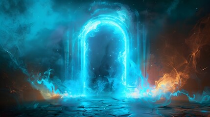 Naklejka premium Glowing Ethereal Portal to Magical Realm with Swirling Energy
