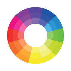 Color wheel displaying a spectrum of hues ranging from red to violet for artistic and educational purposes