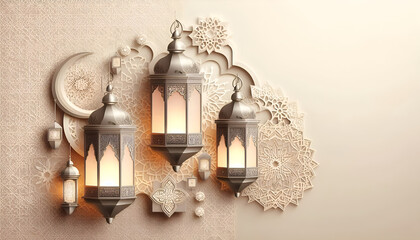 Fototapeta premium Islamic festival EID greeting card design template banner background