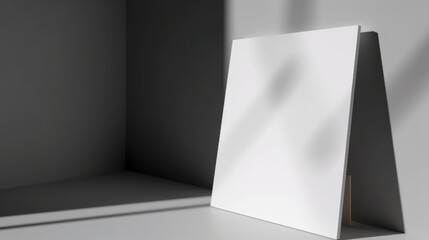 Fototapeta premium Minimalist blank canvas in a shadowed space.