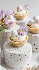 Easter tartlets with cream and mini eggs