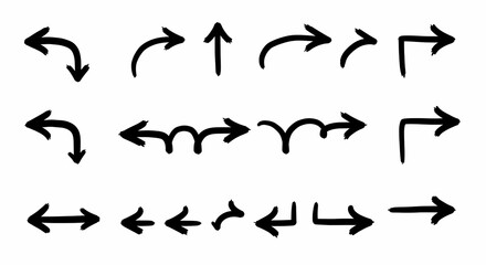 Fototapeta premium Multiple Arrow Head Pointers in a Loose Marker Pen - Hand Drawn Style, 