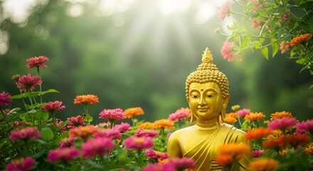 Obraz premium buddha statue in the garden
