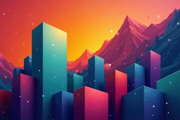 Fototapeta premium Abstract geometric shapes, vibrant color blocks, modern, colorful pattern, minimalist