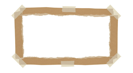 Fototapeta premium Cardboard Frame with Torn Edges and Masking Tape on Transparent