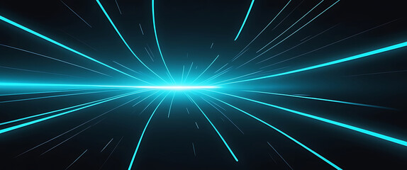 Futuristic Neon Grid Tunnel | Sci-Fi Cyberpunk Digital Space with Glowing Blue Light Streaks