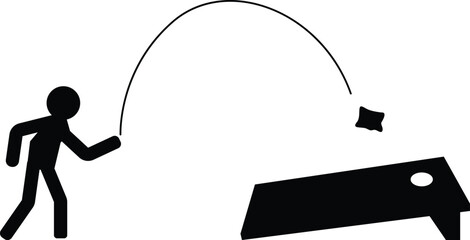 Cornhole Player and Board Icon Simple