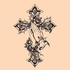 black and white tattoo design of Jesus Christ cross