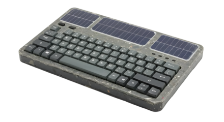 Modern Solar-Powered Keyboard in Sleek Design with Dual Solar Panels for Energy Efficiency and Eco-Friendly Technology Use in Everyday Computing