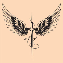 black and white tattoo design of Jesus Christ cross