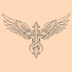 black and white tattoo design of Jesus Christ cross