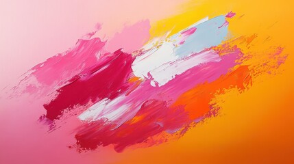 Abstract paint strokes, vibrant colors, pink orange background, design element
