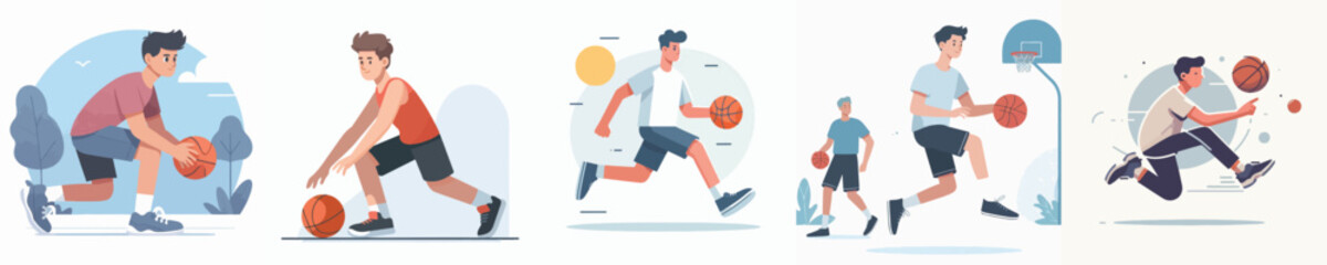 vector of young man playing basketball