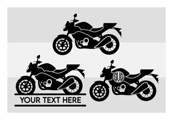 Obraz premium Motorcycle SVG, Motorcycle Silhouette, Motor Bike Svg, Chopper, Big Bike Svg, Motor cycle Svg, Classic Motorcycle, Motorbike, Vector, Motorcycle Png, Motorcycle Monogram, Split Monogram, Circle