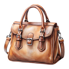 Naklejka premium Watercolor casual leather women bag isolated on transparent background