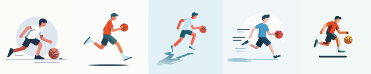 Obraz premium vector of young man playing basketball