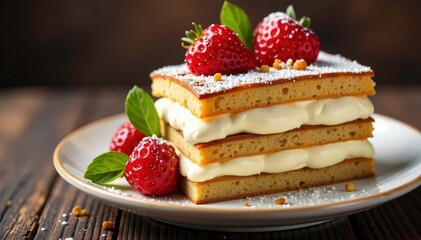 Classic Italian dessert, layers of coffee-soaked ladyfingers & mascarpone cream , isolated, sweet