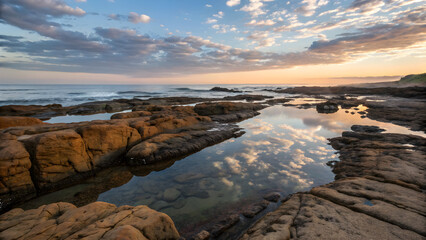 Obraz premium Rugged Coastline Sunset Panorama. Greatest Nature Landscapes 