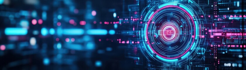 Fototapeta premium Futuristic Abstract Background Featuring Dynamic Circular Shapes and Vibrant Colors Creating a Visually Striking and Modern Aesthetic Atmosphere