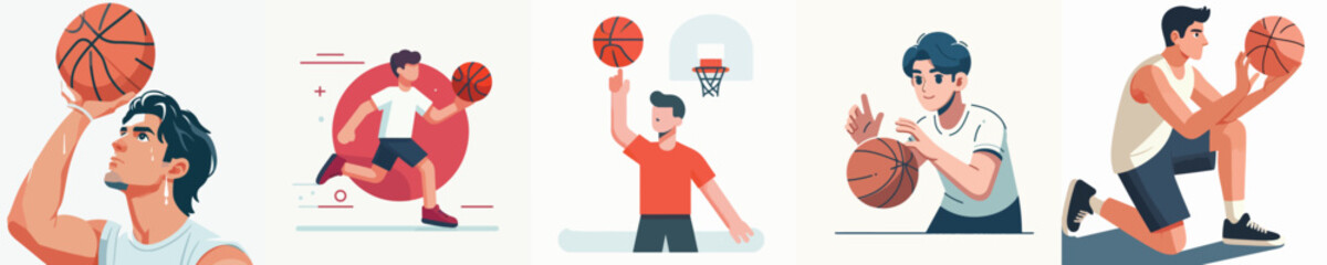 vector of young man playing basketball