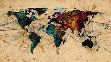 Naklejka premium Interconnected regions of the globe with isolated background