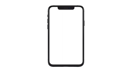 Isolated Black Smartphone with Blank Screen for App or Website Mockup