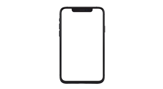 Isolated Black Smartphone with Blank Screen for App or Website Mockup