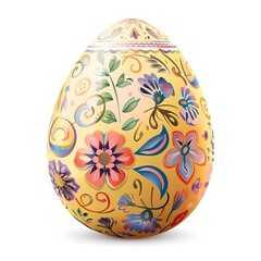 Fototapeta premium Light pastel Easter egg with intricate multicolor flower design