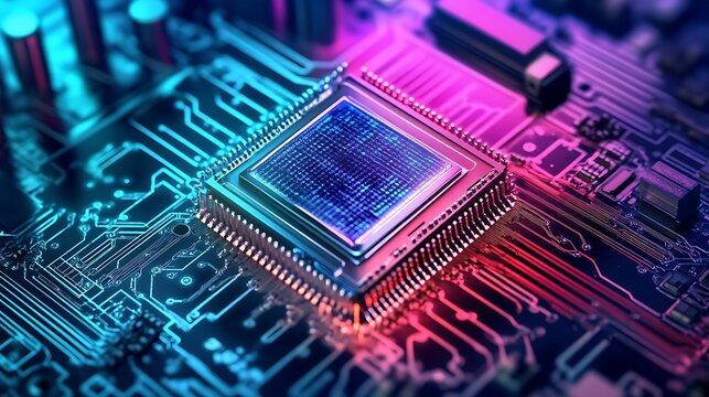 Transition metal-infused quantum computer chip operating at near absolute zero temperatures inside a research lab 