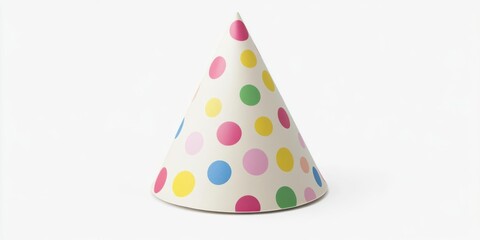 Obraz premium Colorful party hat with polka dots on a plain background, ideal for celebrations and events