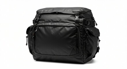 Naklejka premium Black mountain carrier bag with clear white background