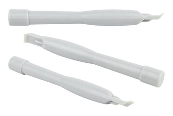 set of plastic spatula for disassembling the case of phones and laptops, isolated from the background	