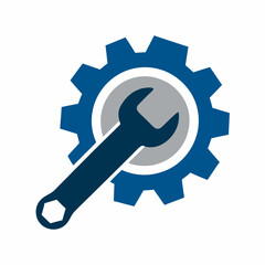 3D key and lock icon with gears and cogs representing industrial technology and machinery