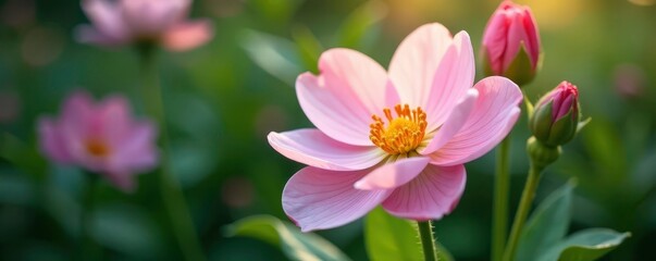 Delicate flower with soft petals in a serene environment, botanicals, isolated